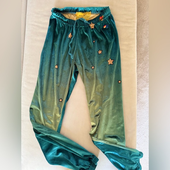 Aviator Nation Women’s Velour Green/Gold Sweatpants (no pockets) - Picture 6 of 6